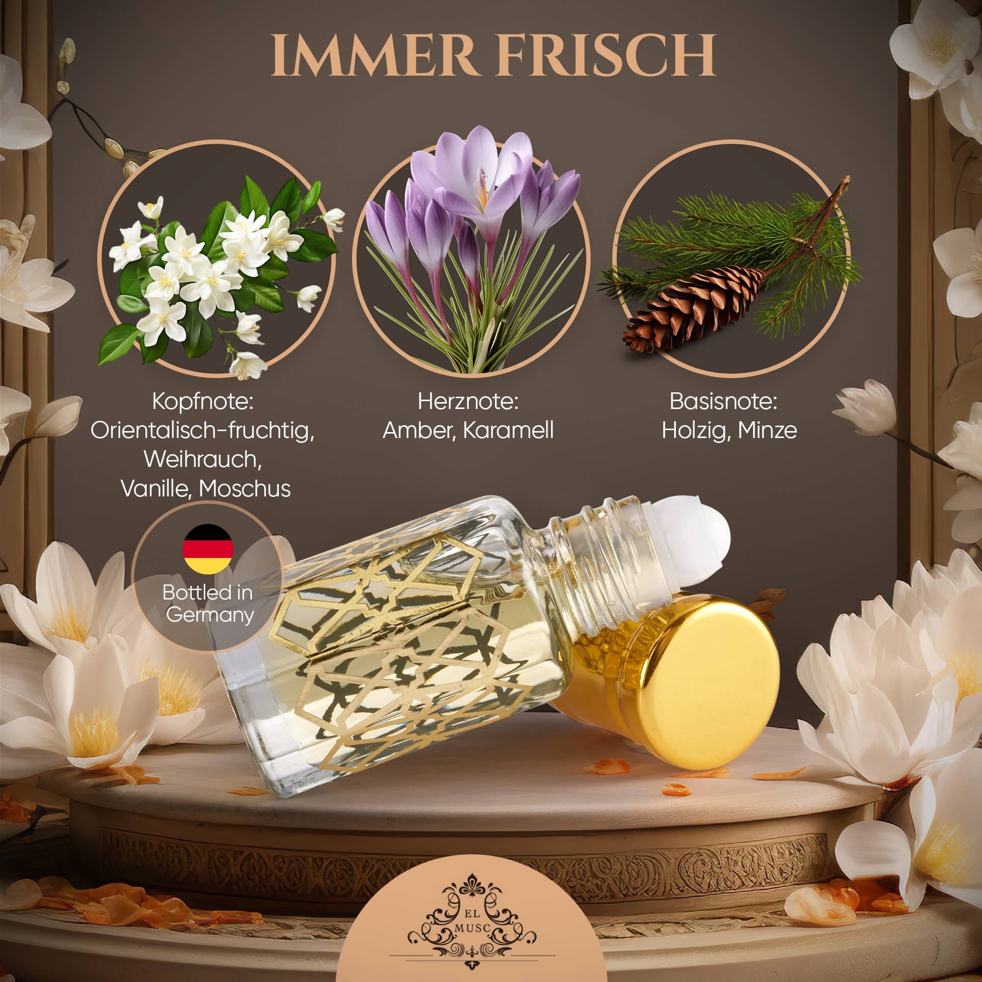 Oud Ateeq 6ml Parfümöl - Misk Musk, Duftkomponenten: Kopfnote, Herznote, Basisnote