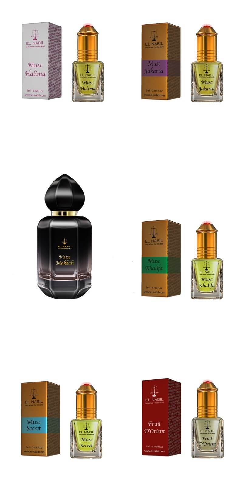 Frauenset - 5x 5ml Roll On + 1x 50ml Parfüm (Orientalisch)