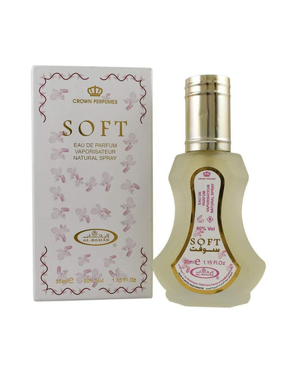 Soft 35ml Eau de Parfum Spray - Al Rehab in einer eleganten Flasche mit Verpackung.