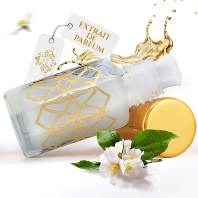 Musk Tahara - Weißer Moschus 6ml Parfümöl - White Musk Misk in eleganter Flasche mit Blüten und Duftöl.
