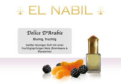 Delice D'Arabie 5ml Parfüm - El-Nabil in eleganter Flasche mit fruchtigen und blumigen Noten.