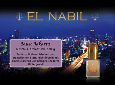 Musc Jakarta 5ml Parfüm - El-Nabil, frisches Parfüm mit aromatischem, blumigem und holzigem Duft.