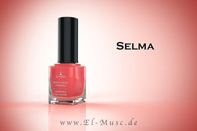 Nagellack Selma Coral 13ml - El-Nabil in einem eleganten Flakon auf hellem Hintergrund