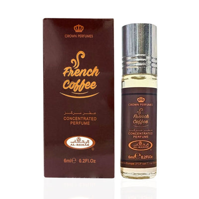 French Coffee 6ml Parfümöl - Al Rehab Misk in einer eleganten Verpackung, ideal für Duftliebhaber.
