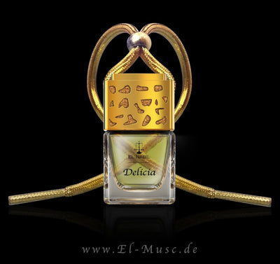 Delicia 6ml Autoduft - El-Nabil; ein sinnlicher, holzig-süßer orientalischer Duft in eleganter Verpackung.