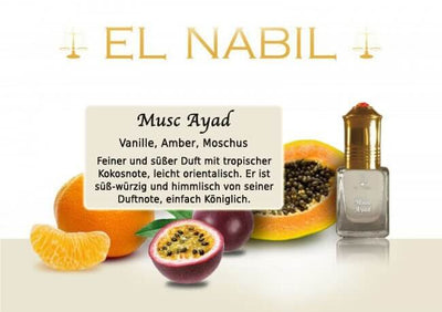 Musc Ayad 5ml Parfüm - El-Nabil mit tropischer Kokosnote und fruchtigen Aromen.