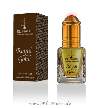 Royal Gold 5ml Parfüm - El-Nabil Misk in elegantem Flakon und Verpackung.