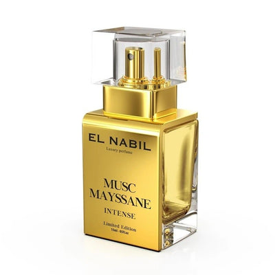 Musc Mayssane 15ml INTENSE Eau de Parfum Spray - El-Nabil in eleganter goldener Flasche.