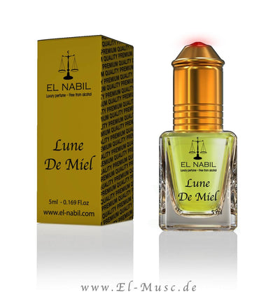 Lune De Miel 5ml Parfüm - El-Nabil in eleganter Verpackung, duftend nach Honig und Orientalität.