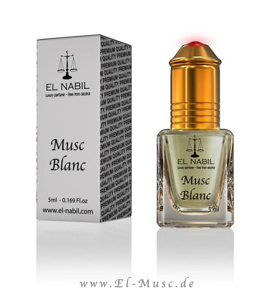 Musc Blanc 5ml Parfüm - El-Nabil präsentiert sich in edlem Flakon und hochwertiger Verpackung.