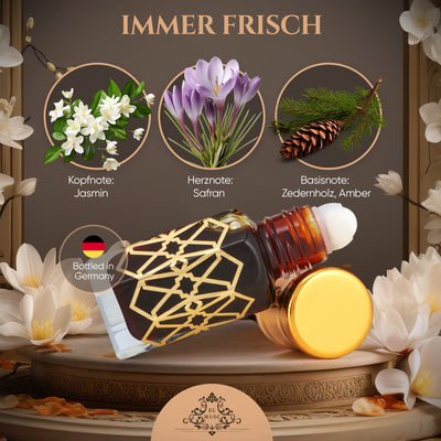 Schwarzer Moschus 6ml Parfümöl - Black Musk Misk in eleganter Flasche mit blumigen und holzigen Duftnoten.