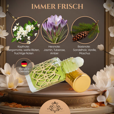 Al Faris 6ml Parfümöl - Misk Musk in einem eleganten Flakon mit frischen Duftnoten.