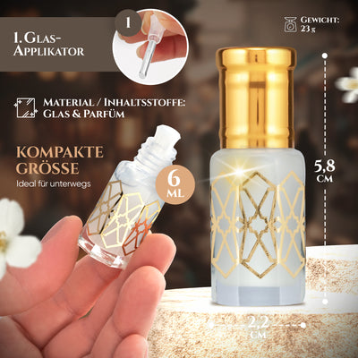 Musk Tahara - Weißer Moschus 6ml Parfümöl - White Musk Misk in kompakter Glasflasche mit Applikator.