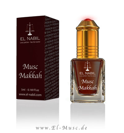Musc Makkah 5ml Parfüm - El-Nabil Misk in einer eleganten Flasche mit Verpackung, ideal für Unisex-Duftliebhaber.