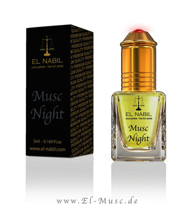 Musc Night 5ml Parfüm - El-Nabil in eleganter Flasche mit Verpackung, europäisch-orientalischer Duft.