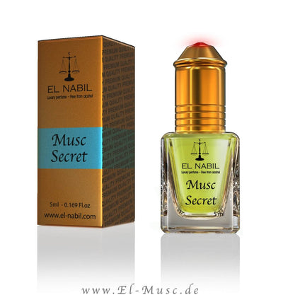 Musc Secret 5ml Parfüm - El-Nabil in eleganter Flasche mit dekorativer Verpackung