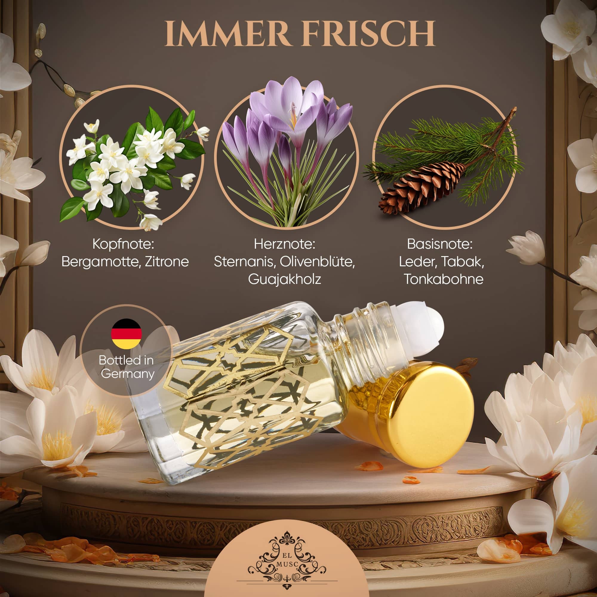 Musc Royal Cody 6ml Parfümöl - Misk Musk Duftbeschreibung mit Kopf-, Herz- und Basisnoten.