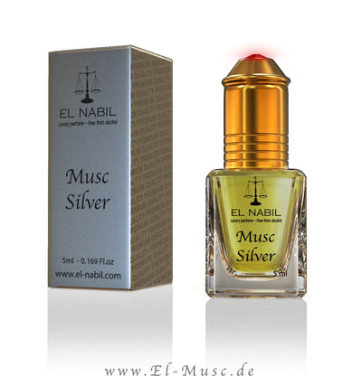 Musc Silver 5ml Parfüm - El-Nabil in eleganter Verpackung, angenehmer frischer Duft.