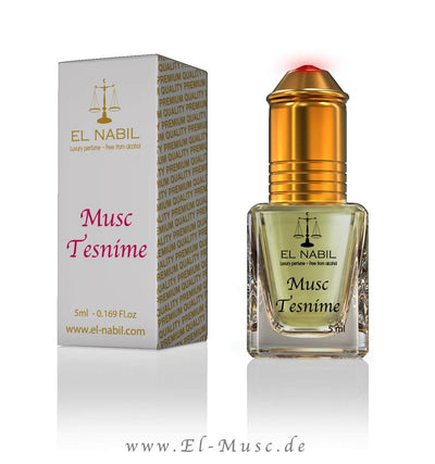 Musc Tesnime 5ml Parfüm - El-Nabil in einer eleganten Flasche mit Verpackung.