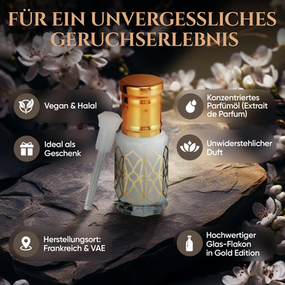 Musk Tahara - Weißer Moschus 6ml Parfümöl - White Musk Misk in elegantem Glas-Flakon für ein unvergessliches Dufterlebnis.
