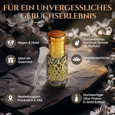 Musc Black Oudh 6ml Parfümöl - Misk Musk in edlem Glas-Flakon für ein unvergessliches Dufterlebnis.