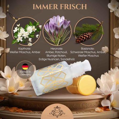 Musk Tahara Black Amber - Weißer Moschus 6ml Parfümöl - White Musk Misk mit Inhaltsstoffen und Duftnoten.