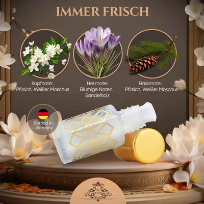 Musk Tahara Peach - Weißer Moschus 6ml Parfümöl - White Musk Misk Flasche mit Duftnoten und Beschreibung.