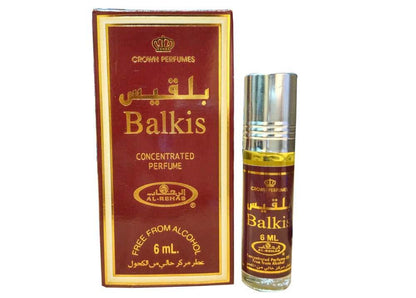 Balkis 6ml Parfümöl - Al Rehab Misk in einer eleganten Flasche mit alphanumerischem Design.