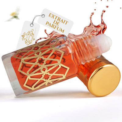 Lamsat Harir 6ml Parfümöl - Musk Misk in eleganter Flasche mit goldener Kappe und Duftetikett.