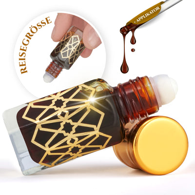 Schwarzer Moschus 6ml Parfümöl - Black Musk Misk Flasche mit goldener Kappe und Applikator, ideal für Reisen.